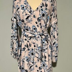 Park Pink, Blue and White Floral Long Sleeved Dress